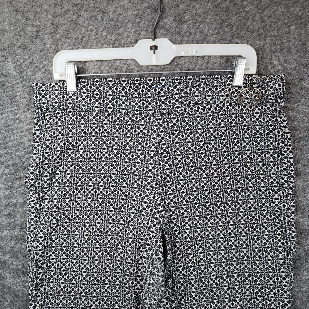 Verve Blues Ankle Pants Women Large Black White Geometric Print High Rise Crop - Picture 3 of 9